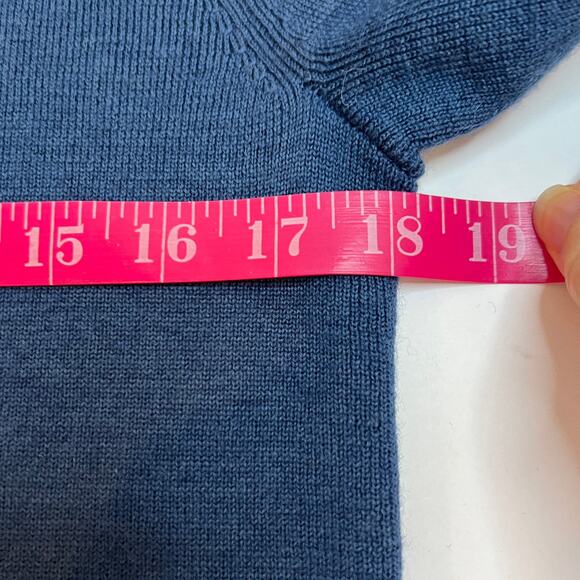 Vintage Nordstrom Preview Merino Wool Cardigan Duster Sweater Small Blue V Neck - Picture 8 of 9